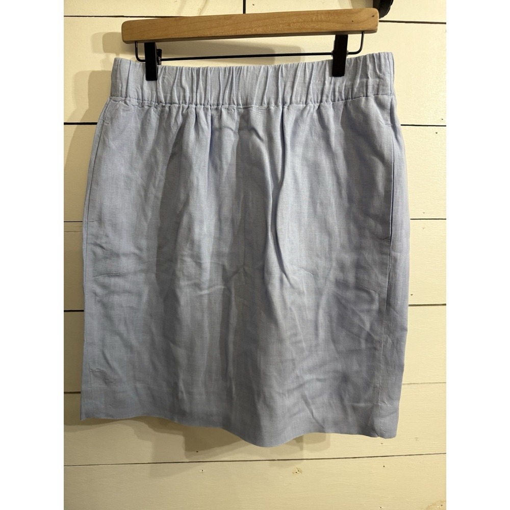 J Crew Skirt Womens Medium Blue Linen Style Paperbag Waist Old Money Classy